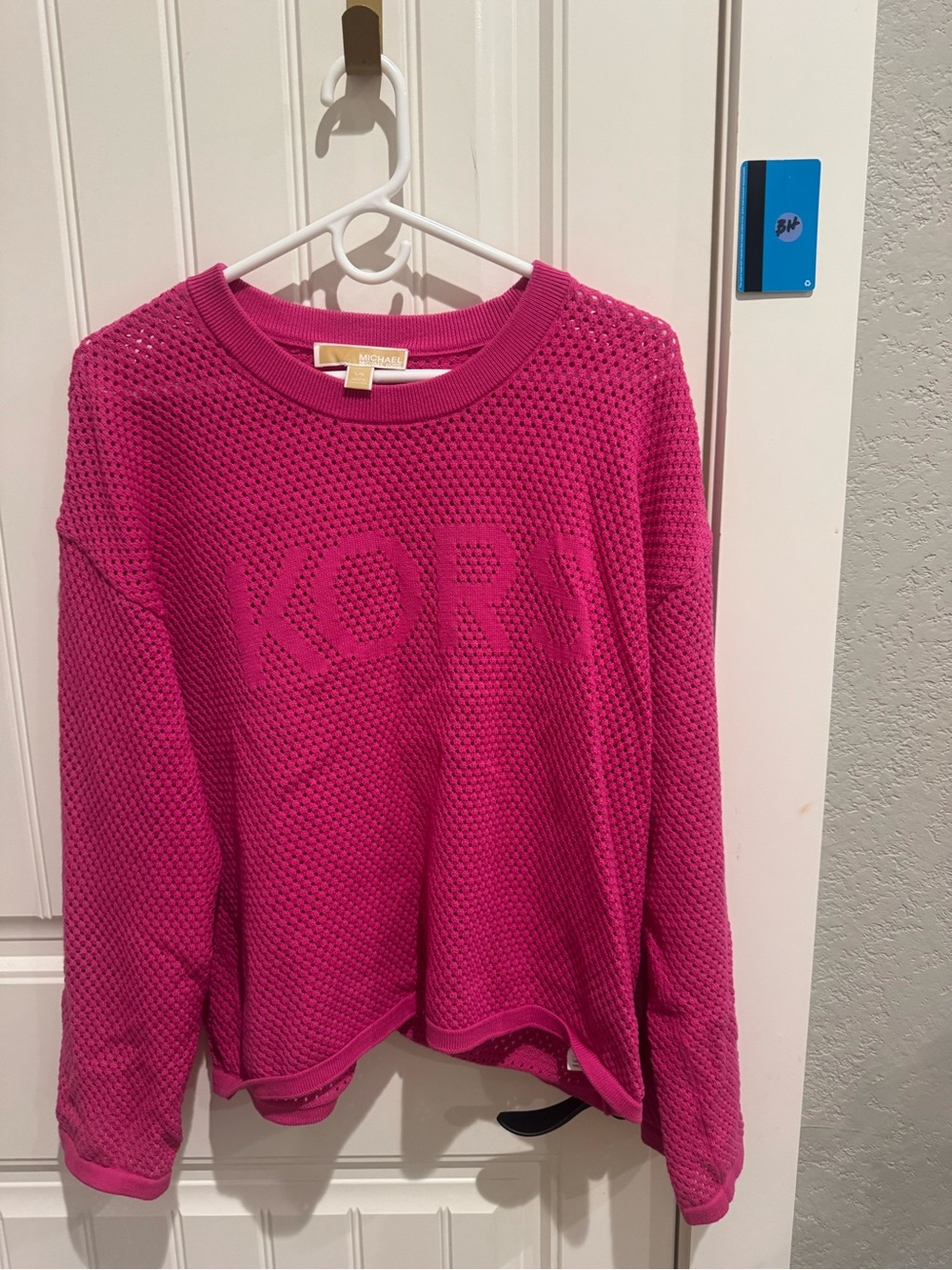 Michael Kors Fuchsia Knit Logo Crewneck Sweatshirt
